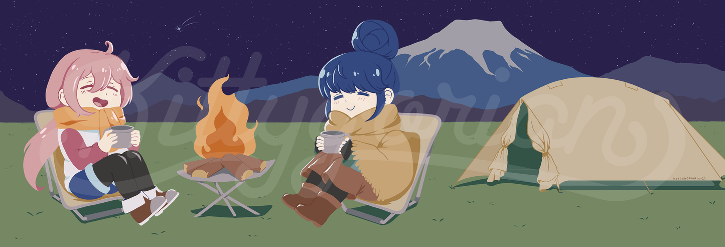 Comfy Camping landscape print || Yuru Camp