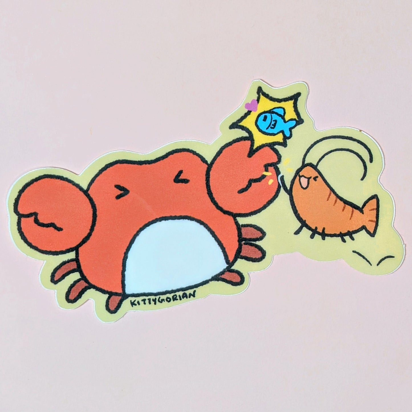 Kani-Shrimpy high-five vinyl sticker || Vtuber