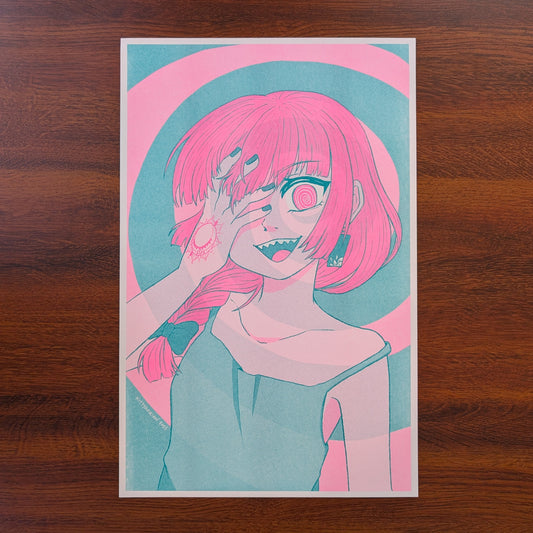 Happiness Spiral! Risograph print ||  Bocchi the Rock!