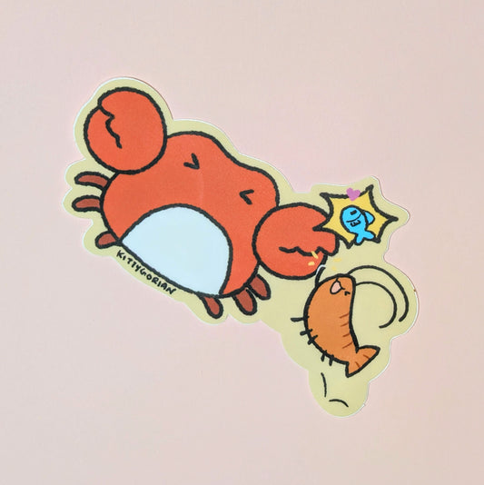 Kani-Shrimpy high-five vinyl sticker || Vtuber