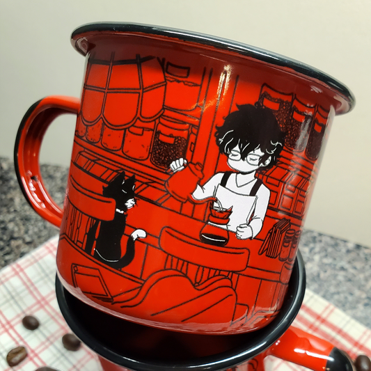 Cozy Café Enamel Mug