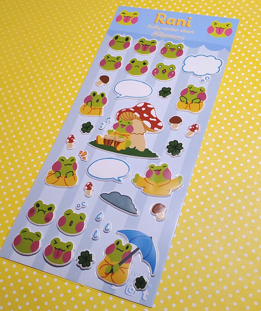 Rani Puffy Sticker Sheet | Froggy Puffy Sticker | 3D Sticker | Planner, journal decoration | Kittygorian